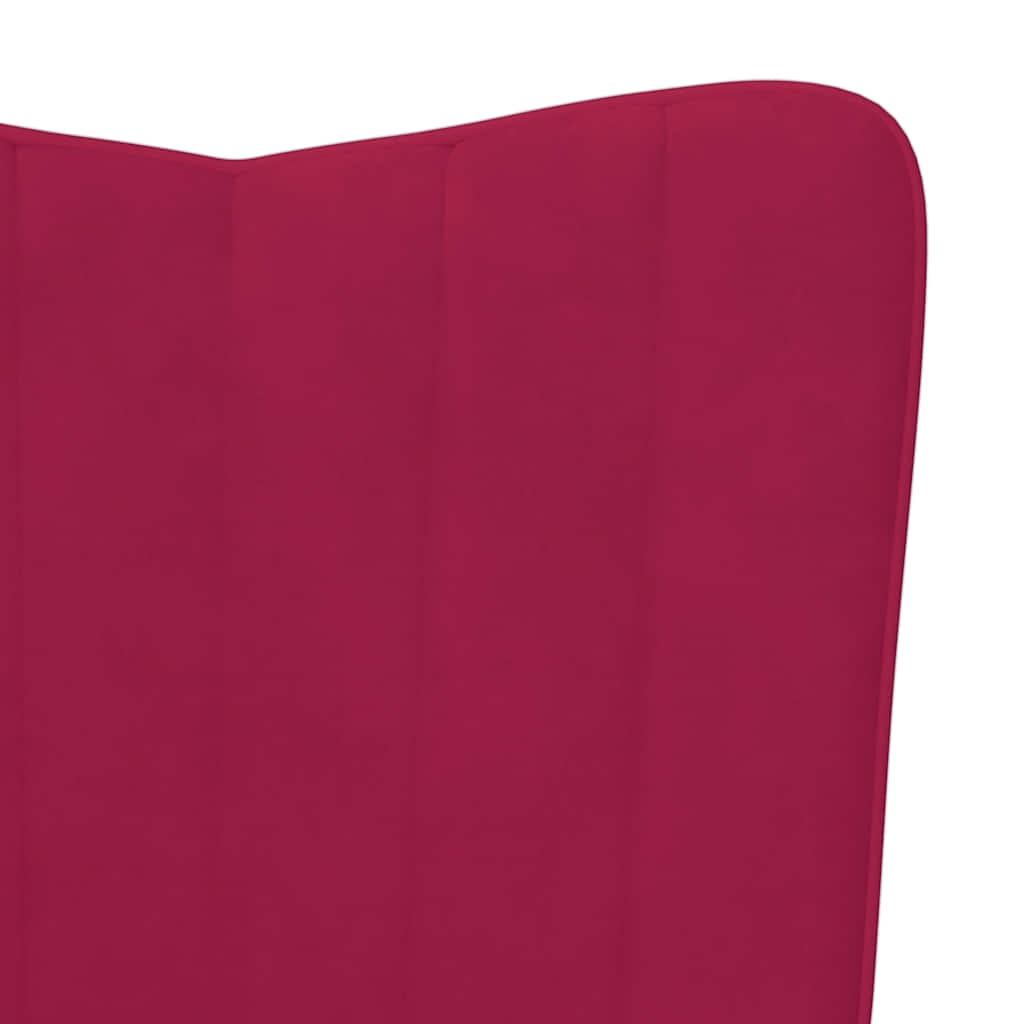 vidaXL Relaxing Chair with a Stool Wine Red Velvet