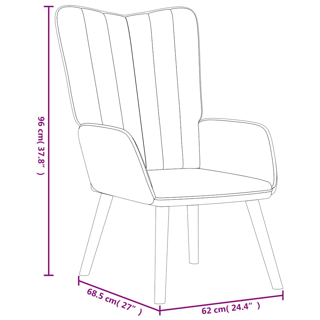vidaXL Relaxing Chair with a Stool Wine Red Velvet