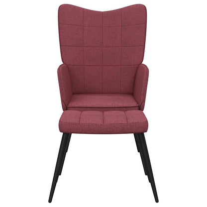 vidaXL Relaxing Chair with a Stool Wine Red Fabric