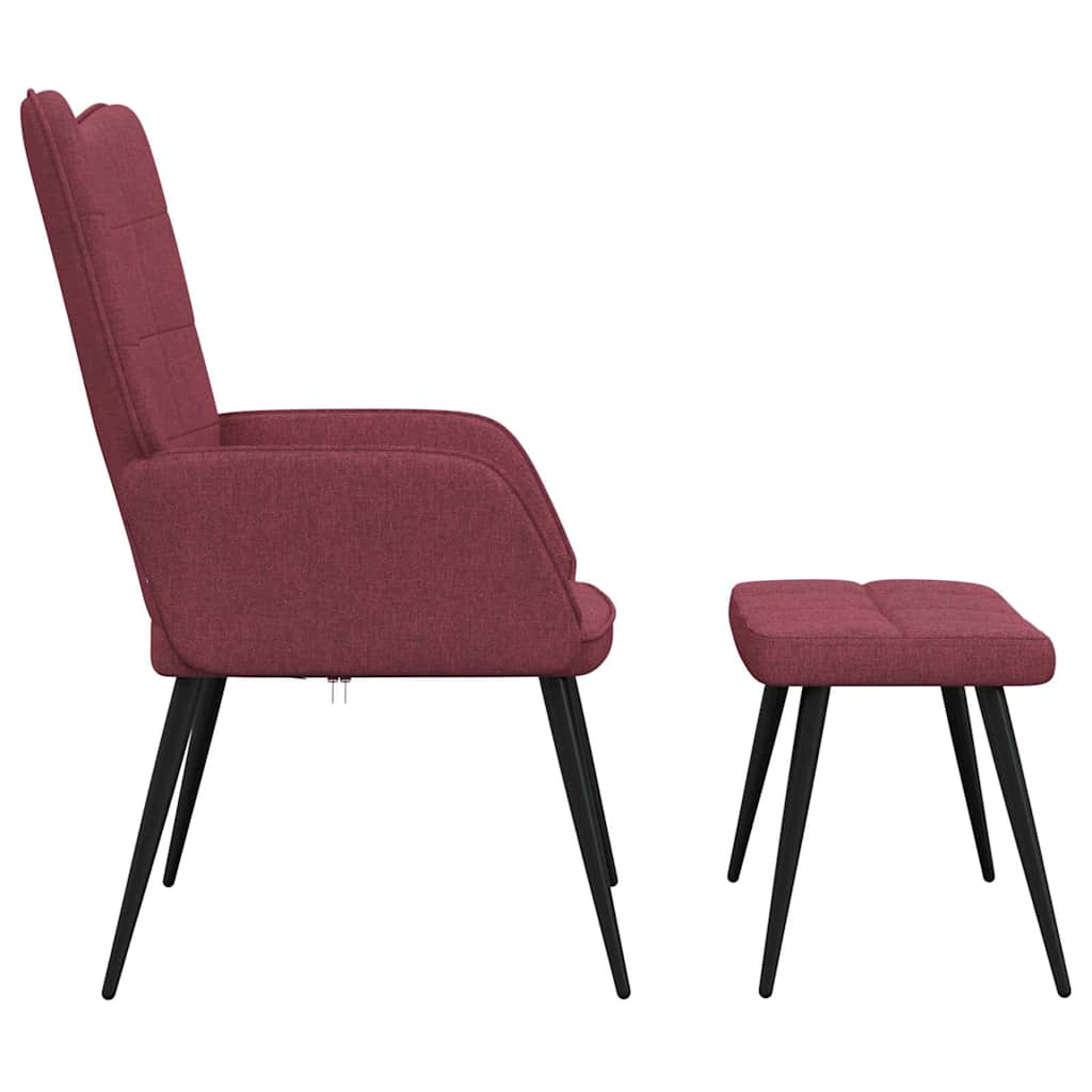 vidaXL Relaxing Chair with a Stool Wine Red Fabric