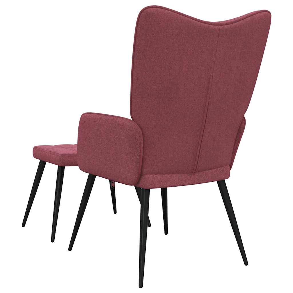 vidaXL Relaxing Chair with a Stool Wine Red Fabric