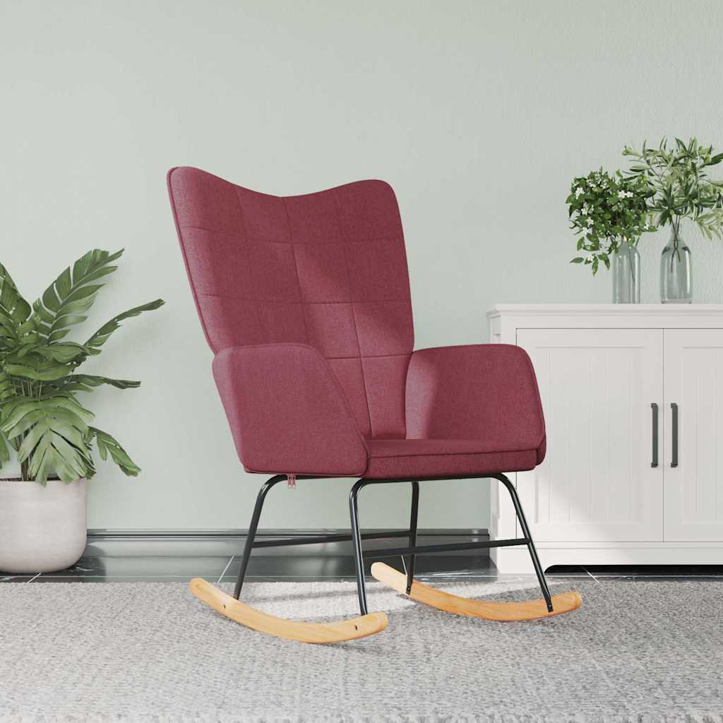vidaXL Rocking Chair Wine Red Fabric