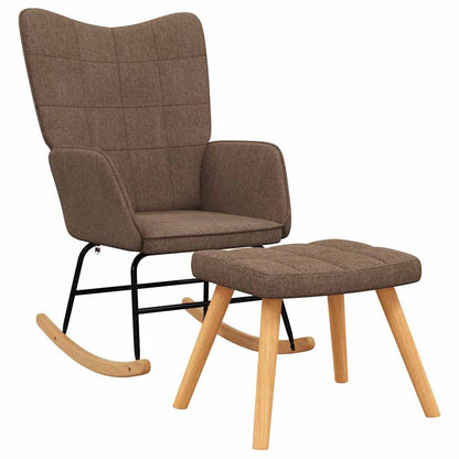 vidaXL Rocking Chair with a Stool Brown Fabric