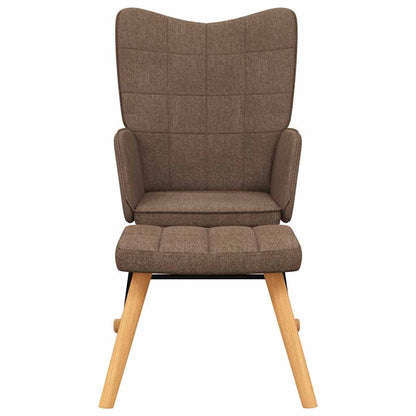 vidaXL Rocking Chair with a Stool Brown Fabric