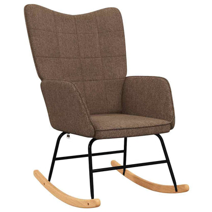 vidaXL Rocking Chair with a Stool Brown Fabric