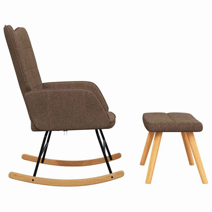 vidaXL Rocking Chair with a Stool Brown Fabric