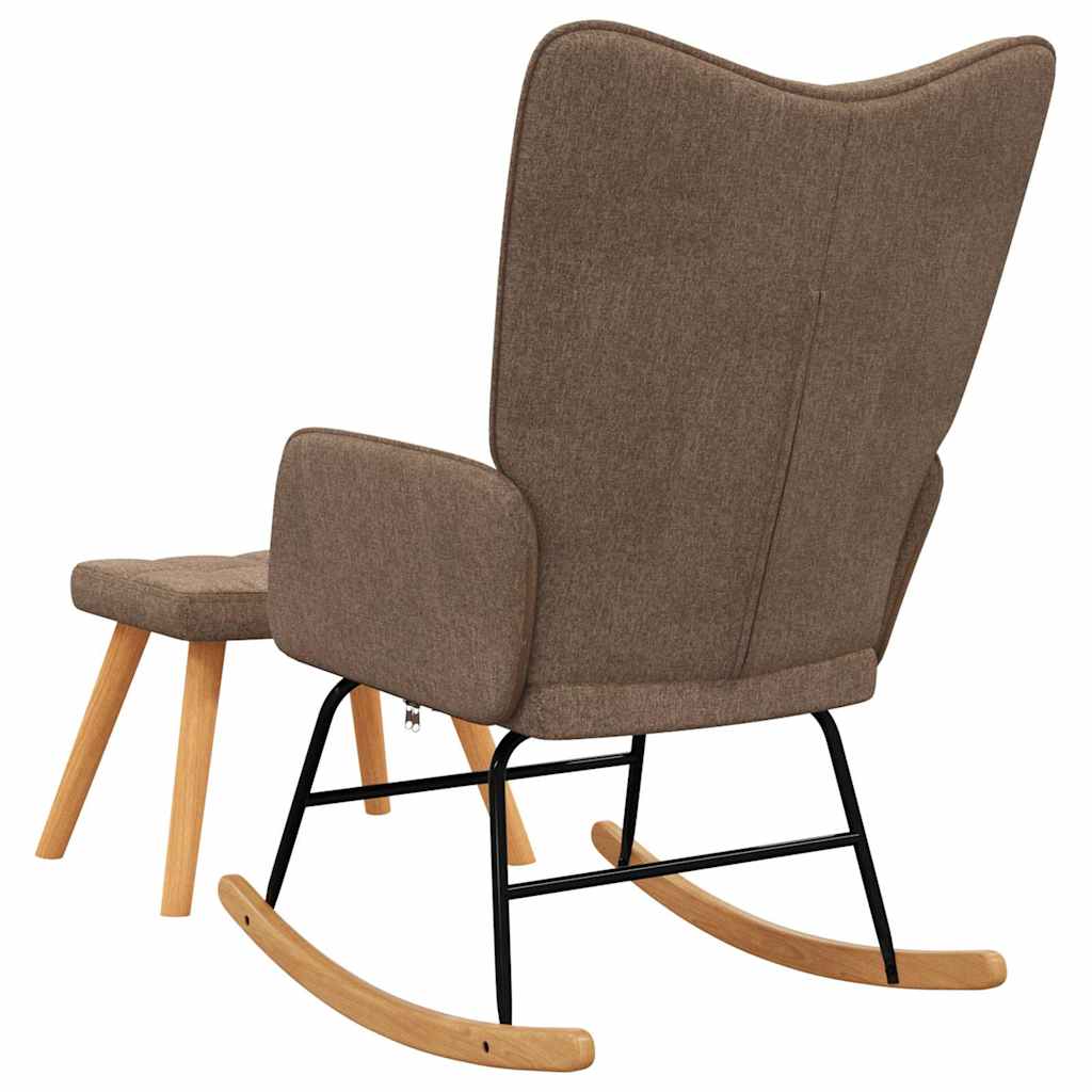 vidaXL Rocking Chair with a Stool Brown Fabric