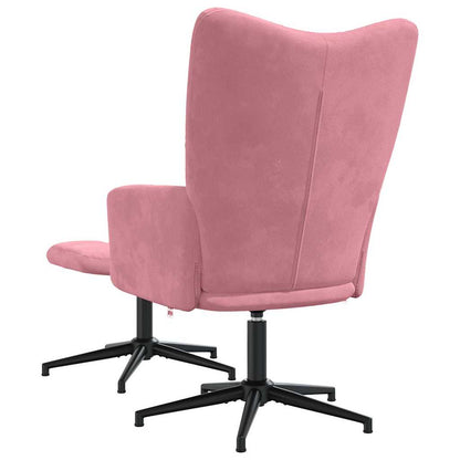 vidaXL Relaxing Chair with a Stool Pink Velvet