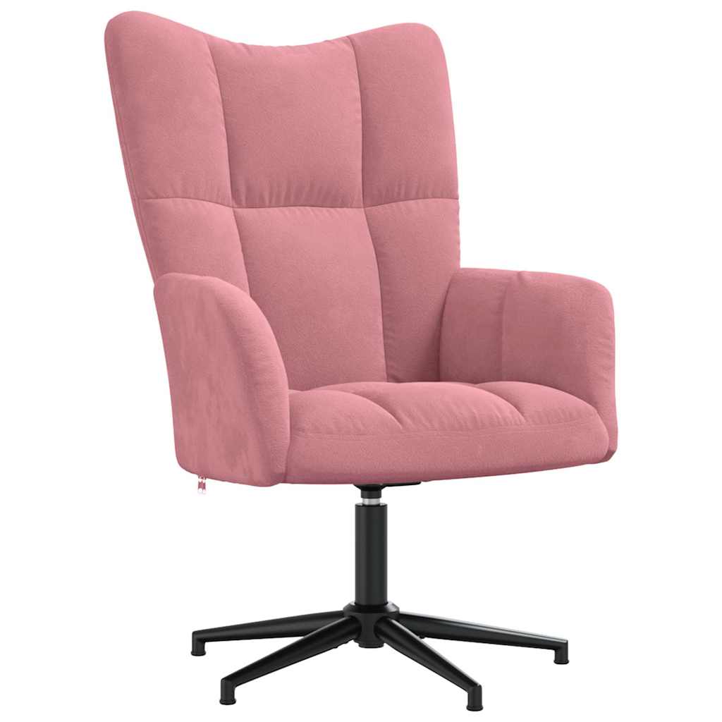 vidaXL Relaxing Chair with a Stool Pink Velvet