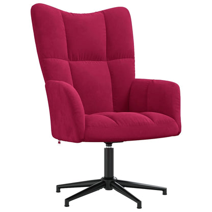 vidaXL Relaxing Chair with a Stool Wine Red Velvet