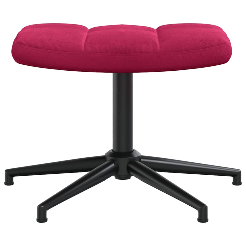 vidaXL Relaxing Chair with a Stool Wine Red Velvet