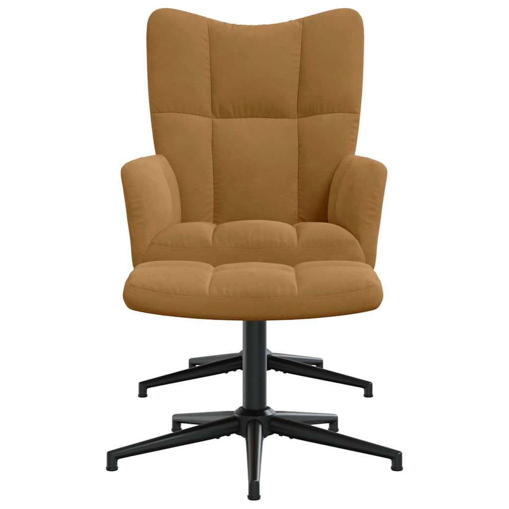 vidaXL Relaxing Chair with a Stool Brown Velvet