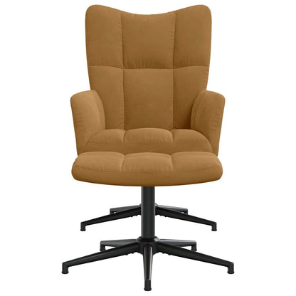 vidaXL Relaxing Chair with a Stool Brown Velvet