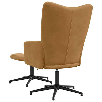 vidaXL Relaxing Chair with a Stool Brown Velvet