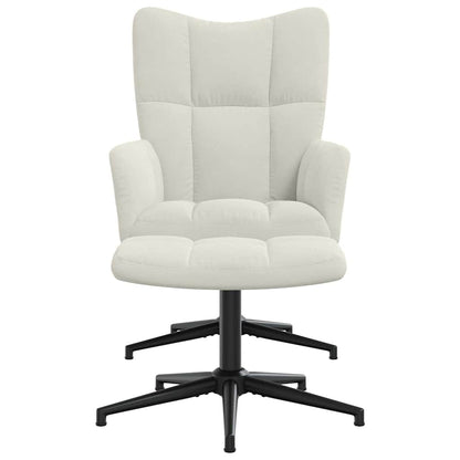 vidaXL Relaxing Chair with a Stool Cream White Velvet