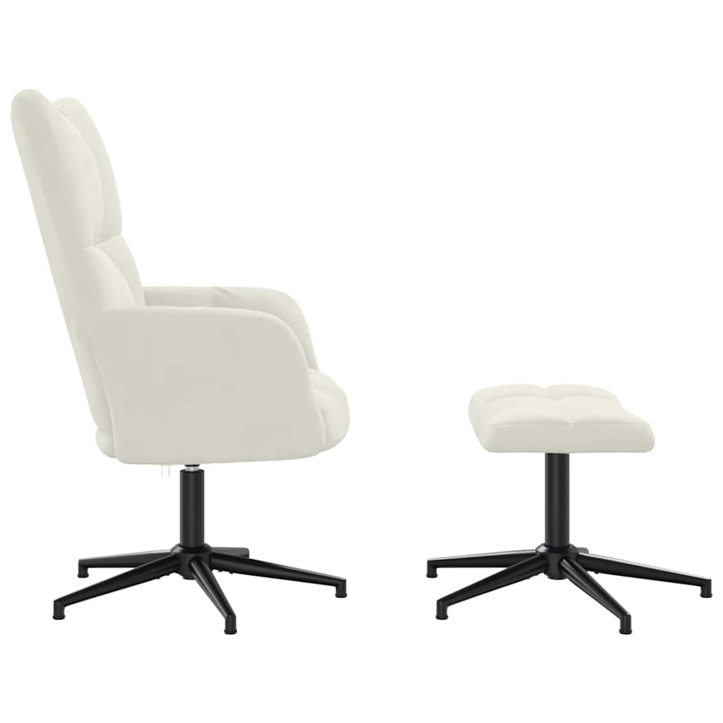 vidaXL Relaxing Chair with a Stool Cream White Velvet