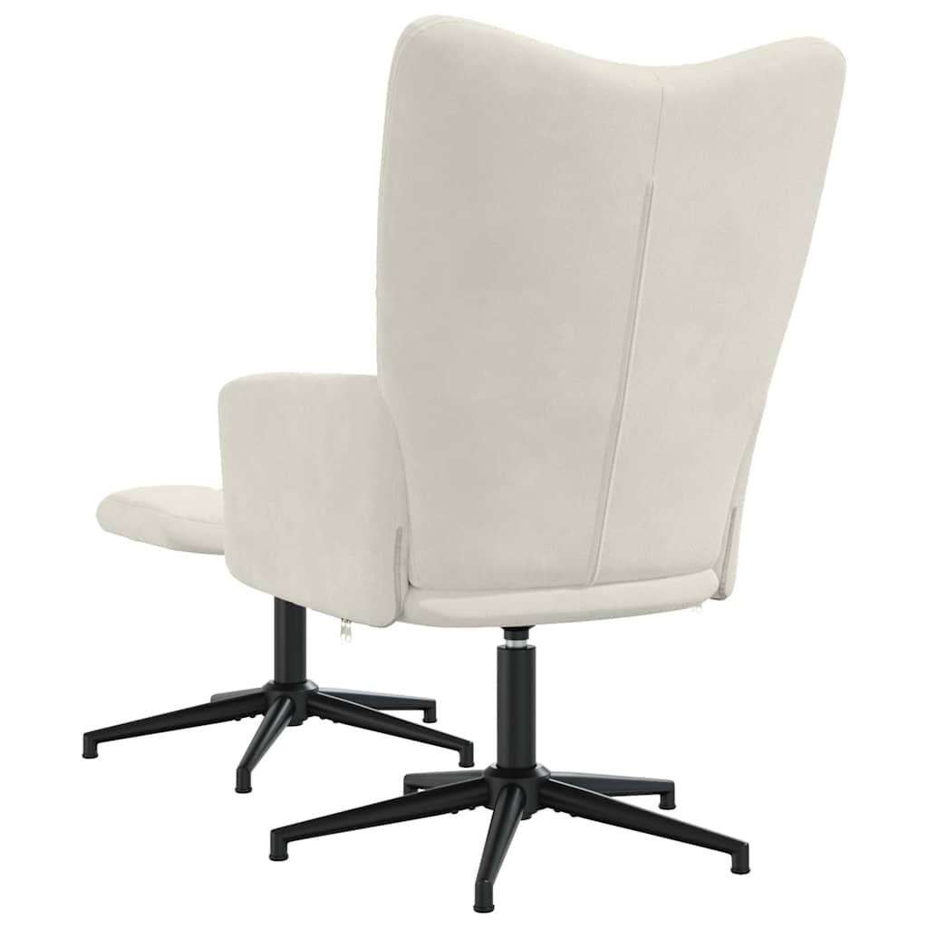 vidaXL Relaxing Chair with a Stool Cream White Velvet