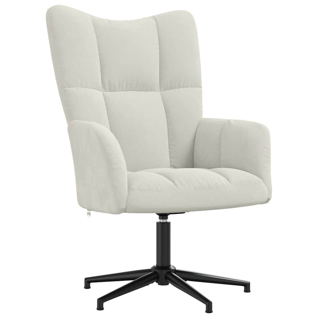 vidaXL Relaxing Chair with a Stool Cream White Velvet