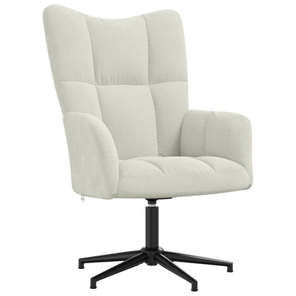 vidaXL Relaxing Chair with a Stool Cream White Velvet
