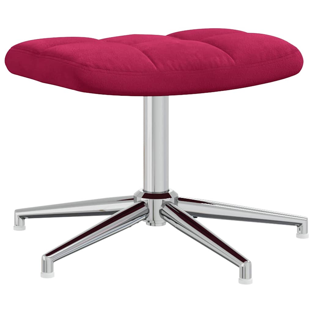 vidaXL Relaxing Chair with a Stool Wine Red Velvet