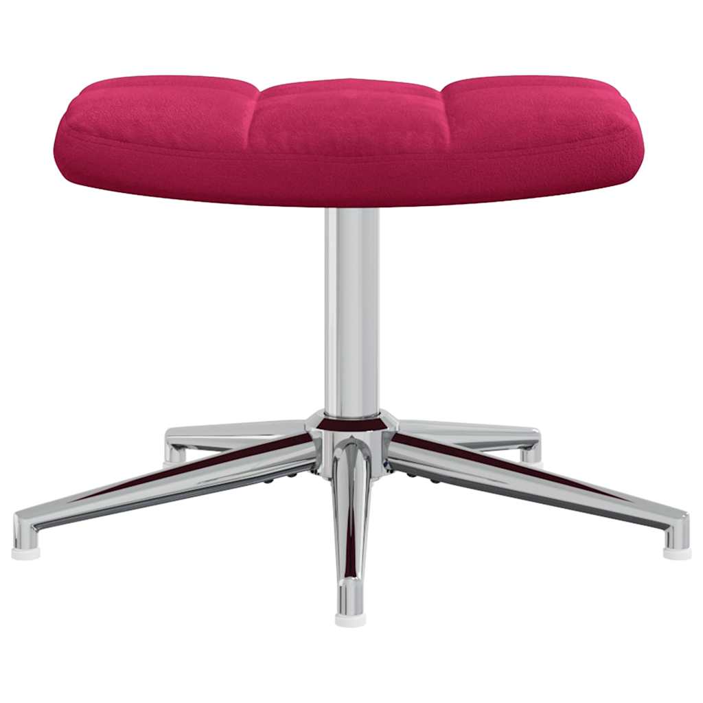 vidaXL Relaxing Chair with a Stool Wine Red Velvet