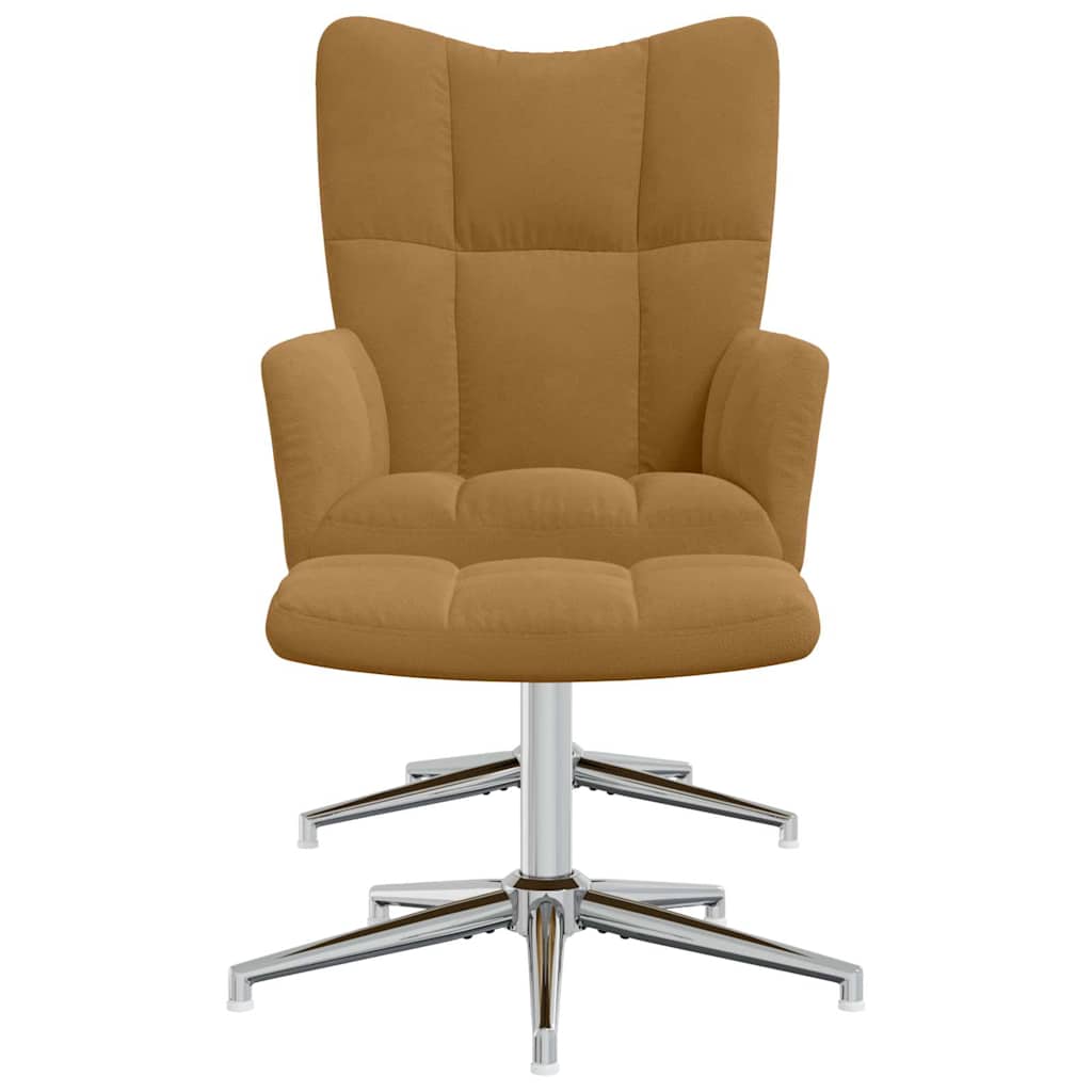 vidaXL Relaxing Chair with a Stool Brown Velvet