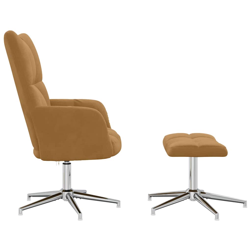 vidaXL Relaxing Chair with a Stool Brown Velvet