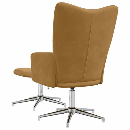 vidaXL Relaxing Chair with a Stool Brown Velvet