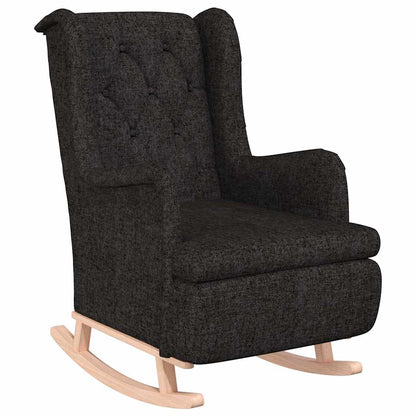 vidaXL Armchair with Solid Rubber Wood Rocking Legs Black Fabric
