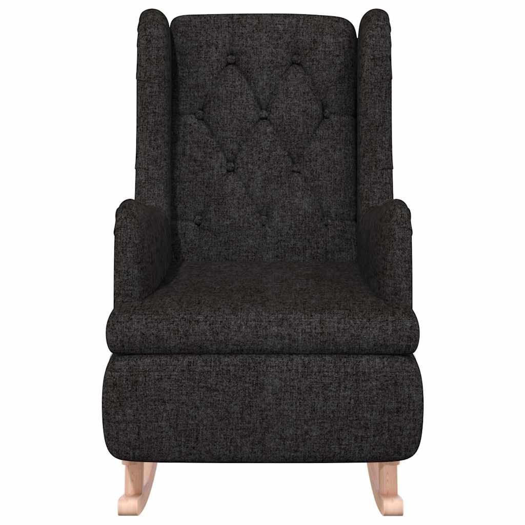 vidaXL Armchair with Solid Rubber Wood Rocking Legs Black Fabric