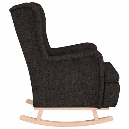 vidaXL Armchair with Solid Rubber Wood Rocking Legs Black Fabric