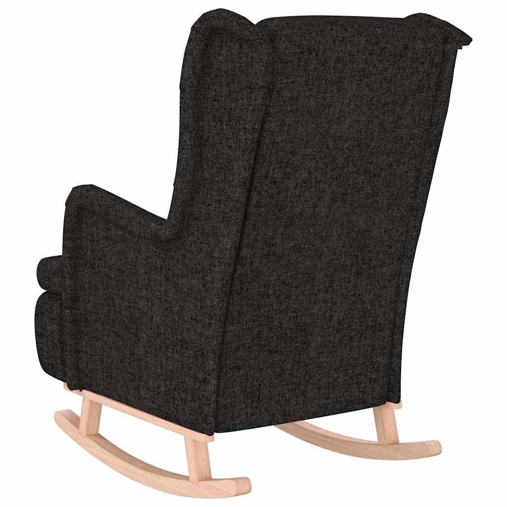 vidaXL Armchair with Solid Rubber Wood Rocking Legs Black Fabric