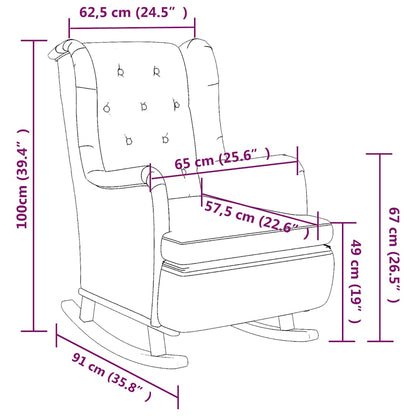 vidaXL Armchair with Solid Rubber Wood Rocking Legs Black Fabric