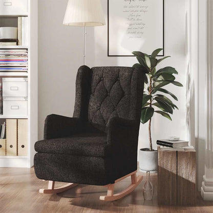 vidaXL Armchair with Solid Rubber Wood Rocking Legs Black Fabric