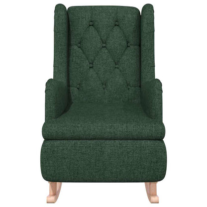 vidaXL Armchair with Solid Rubber Wood Rocking Legs Dark Green Fabric