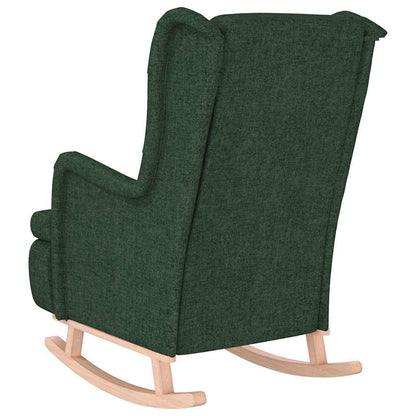 vidaXL Armchair with Solid Rubber Wood Rocking Legs Dark Green Fabric