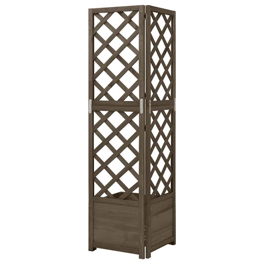 316412 vidaXL Corner Trellis Planter Grey 40x40x150 cm Solid Fir Wood