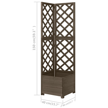 vidaXL Corner Trellis Planter Grey 40x40x150 cm Solid Fir Wood