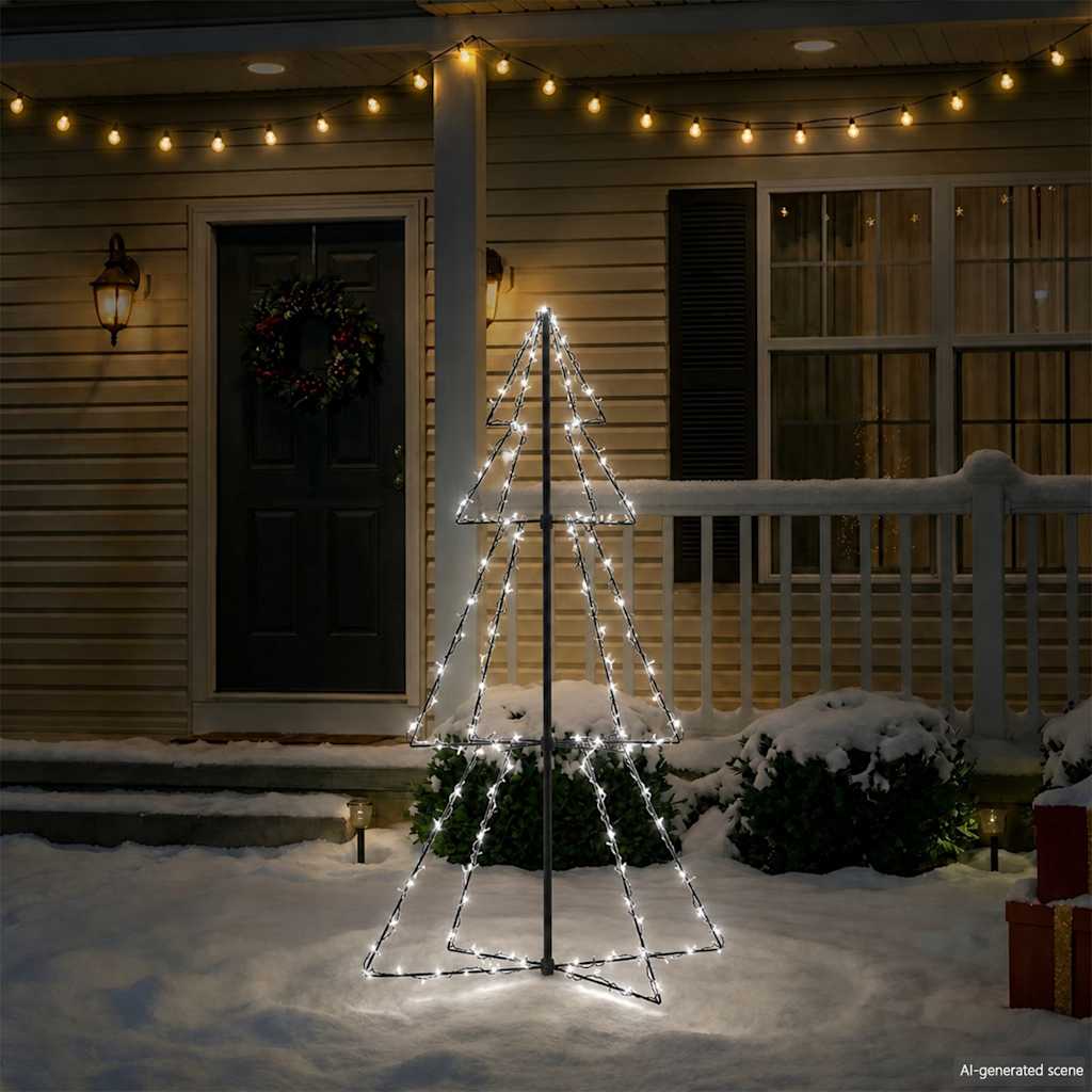 vidaXL Christmas Cone Tree 160 LEDs Indoor and Outdoor 78x120 cm