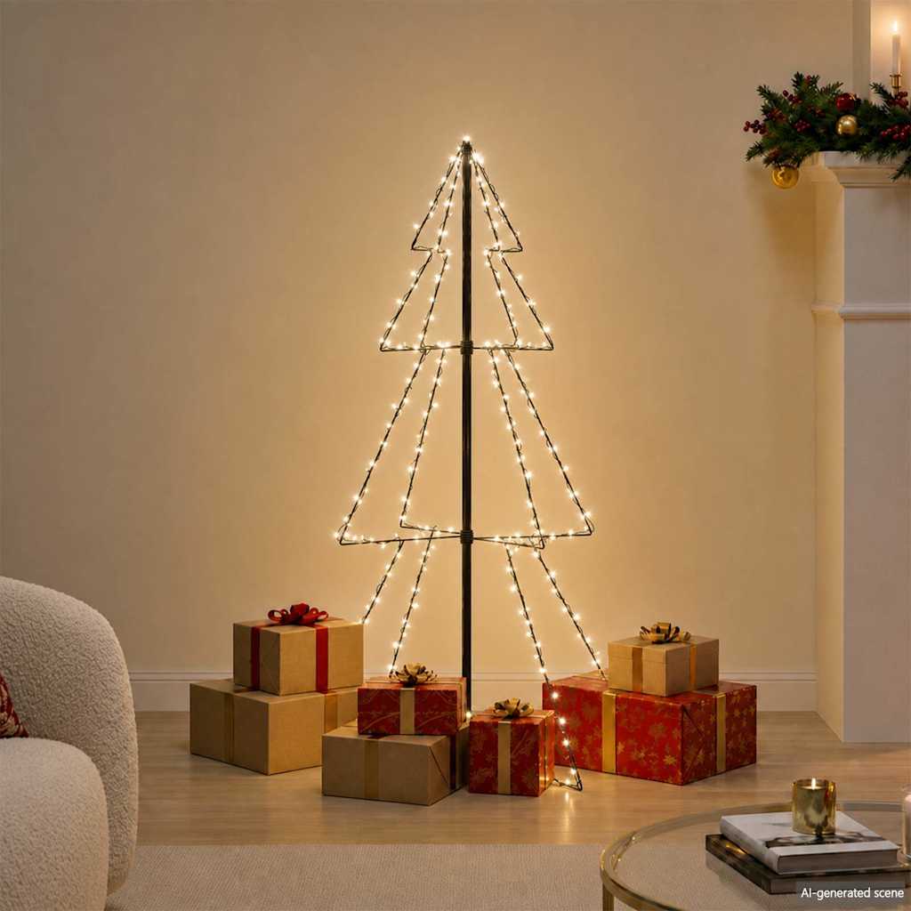 vidaXL Christmas Cone Tree 160 LEDs Indoor and Outdoor 78x120 cm