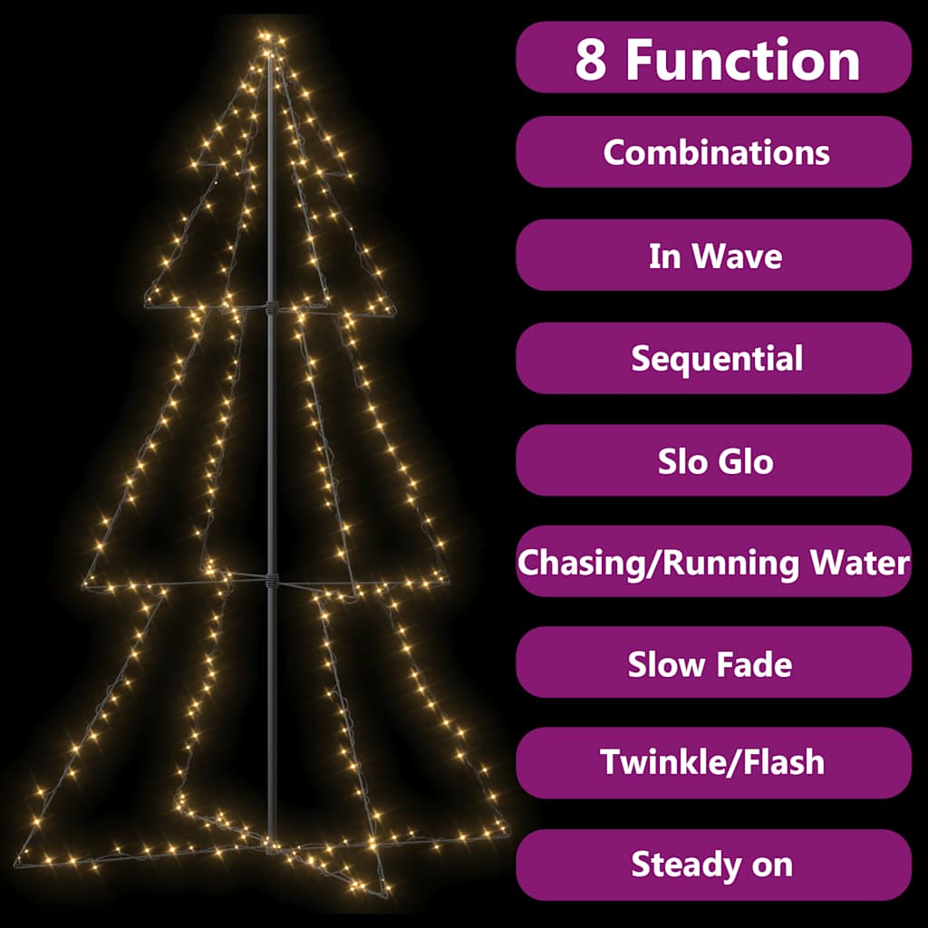 vidaXL Christmas Cone Tree 240 LEDs Indoor and Outdoor 118x180 cm