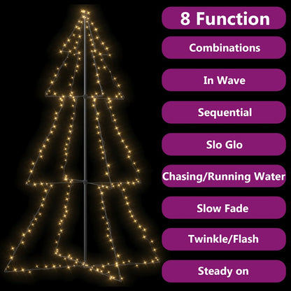 vidaXL Christmas Cone Tree 240 LEDs Indoor and Outdoor 118x180 cm