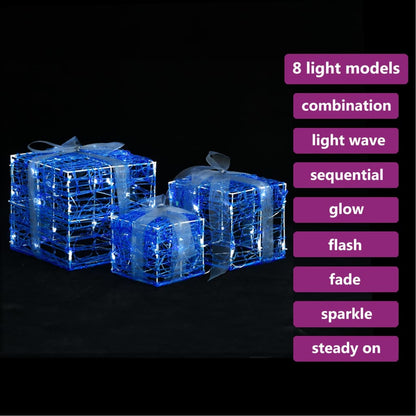 vidaXL Decorative Acrylic Christmas Gift Boxes 3 pcs Cold White
