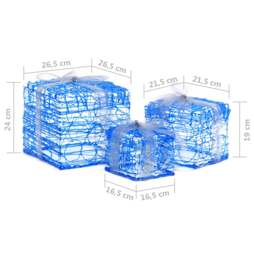 vidaXL Decorative Acrylic Christmas Gift Boxes 3 pcs Cold White