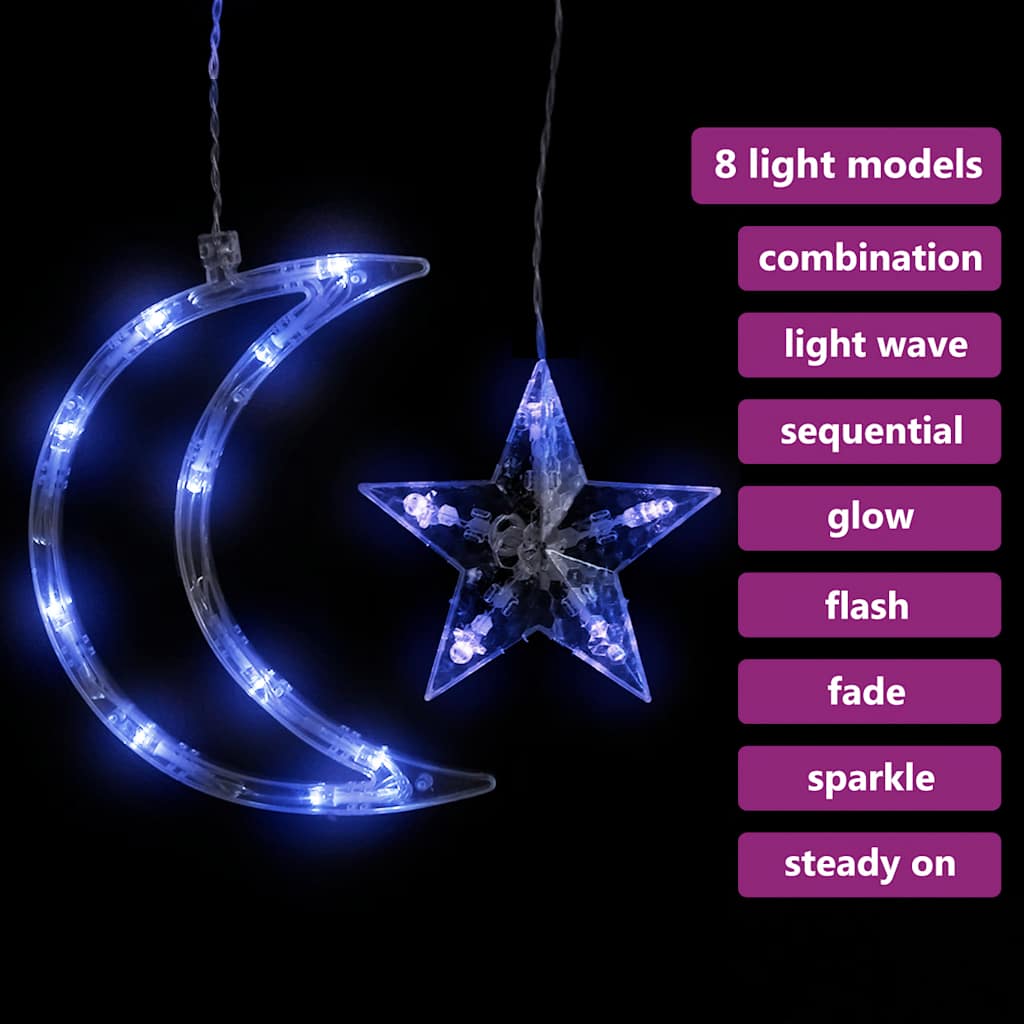 vidaXL Star and Moon Fairy Lights Remote Control 138 LED Blue
