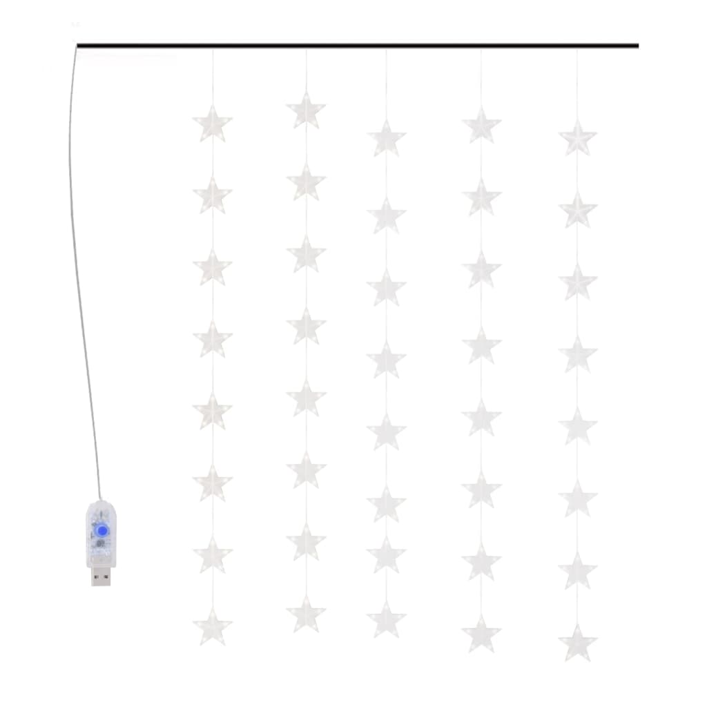 vidaXL LED Star Curtain Fairy Lights 200 LED Blue 8 Function