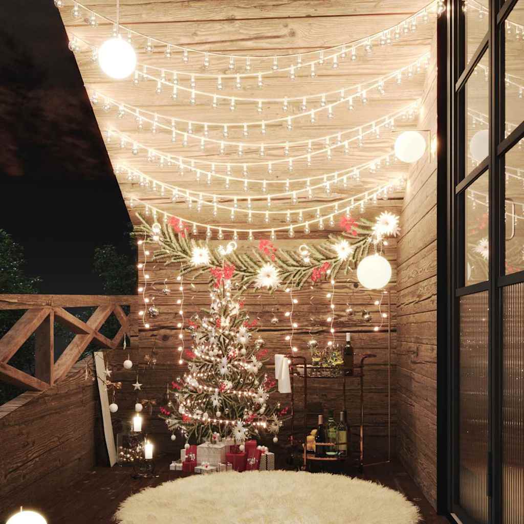 328810 vidaXL Globe Fairy String Lights 20m 200 LED Warm White 8 Function