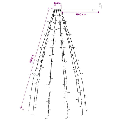 328868 vidaXL Christmas Tree Net Lights with 150 LEDs Colourful 150 cm