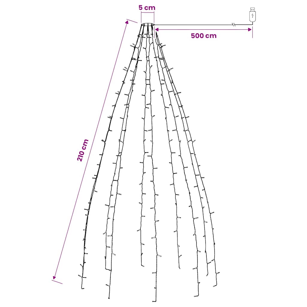 vidaXL Tree Light | Colourful | PVC | Standard tree size | Lights | Tree Light