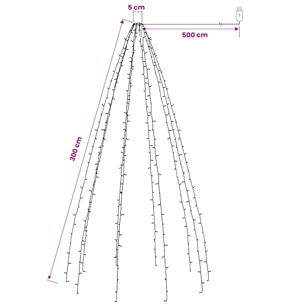 vidaXL Tree Light | Blue | PVC | Perfect for 300 cm high tree | Portable
